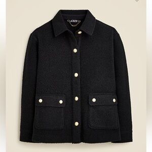 J.Crew Bouclé Shirt-Jacket in Black size XXS Shacket layering oversized warm